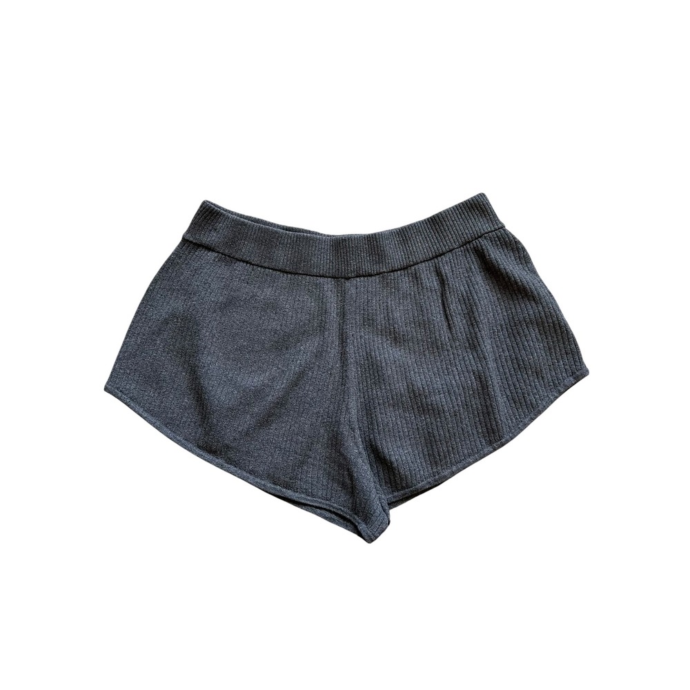Minimalist Lunya Ribbed Cotton Silk Knit Lounge Shorts L Gray Sleepwear